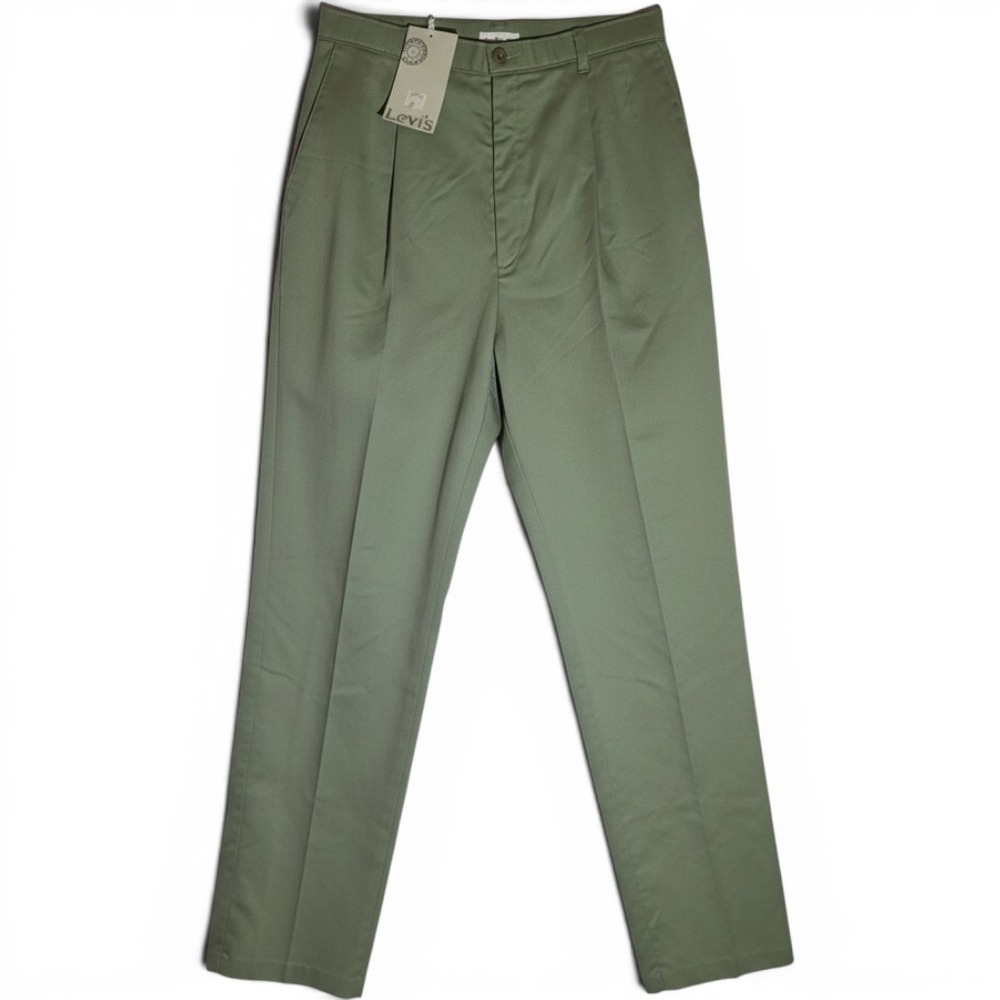 Levi's Trousers 14 Green Vintage 80s Sport Cotton Pleated High Rise Made in USA